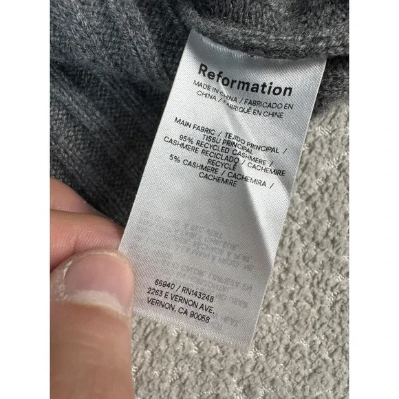 Reformation Sweater Womens Small Ribbed Turtleneck Cropped Pullover Cashmere Ble - Picture 5 of 7